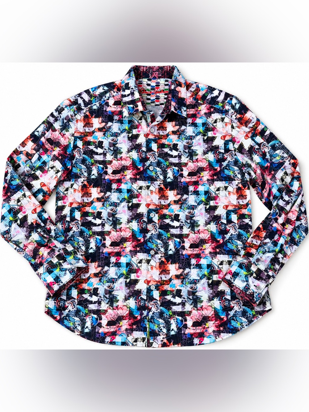 Robert Graham Ramblewood Koi Fish Embroidered Shirt XL